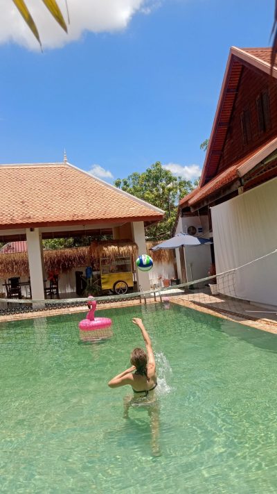 pool volleyball at Sojourner House, Siem Reap